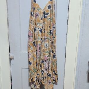 Cost Plus World Market Asymmetrical Floral Dress - Yellow and Pink
